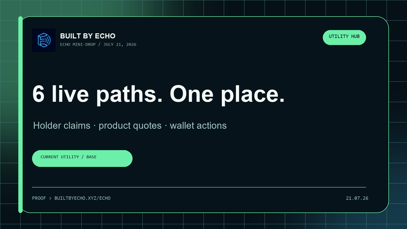 ECHO utility hub mini-drop card