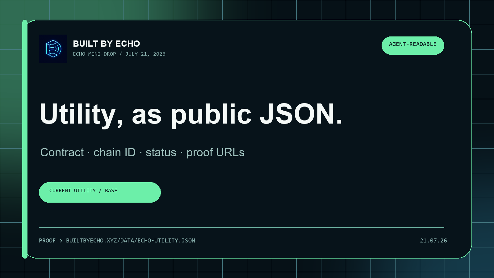 ECHO agent-readable utility JSON card