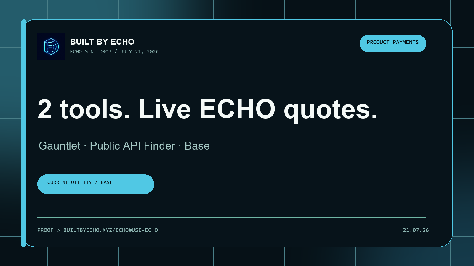 Two BuiltByEcho ECHO quote lanes card